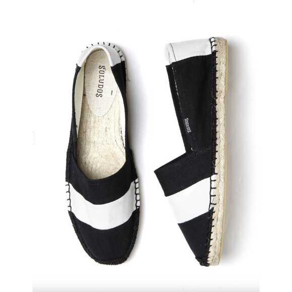 Soludos Barca Black and White Stripe Espadrilles, size 7 - Picture 1 of 10